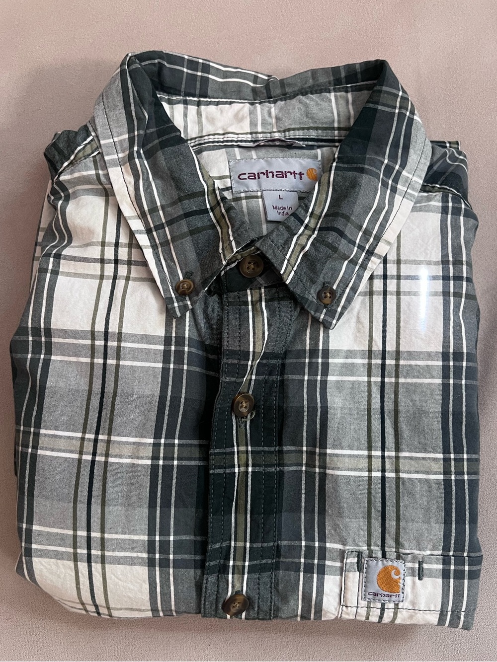 Carhartt Men's Relaxed Fit Button Down Plaid Shirt
